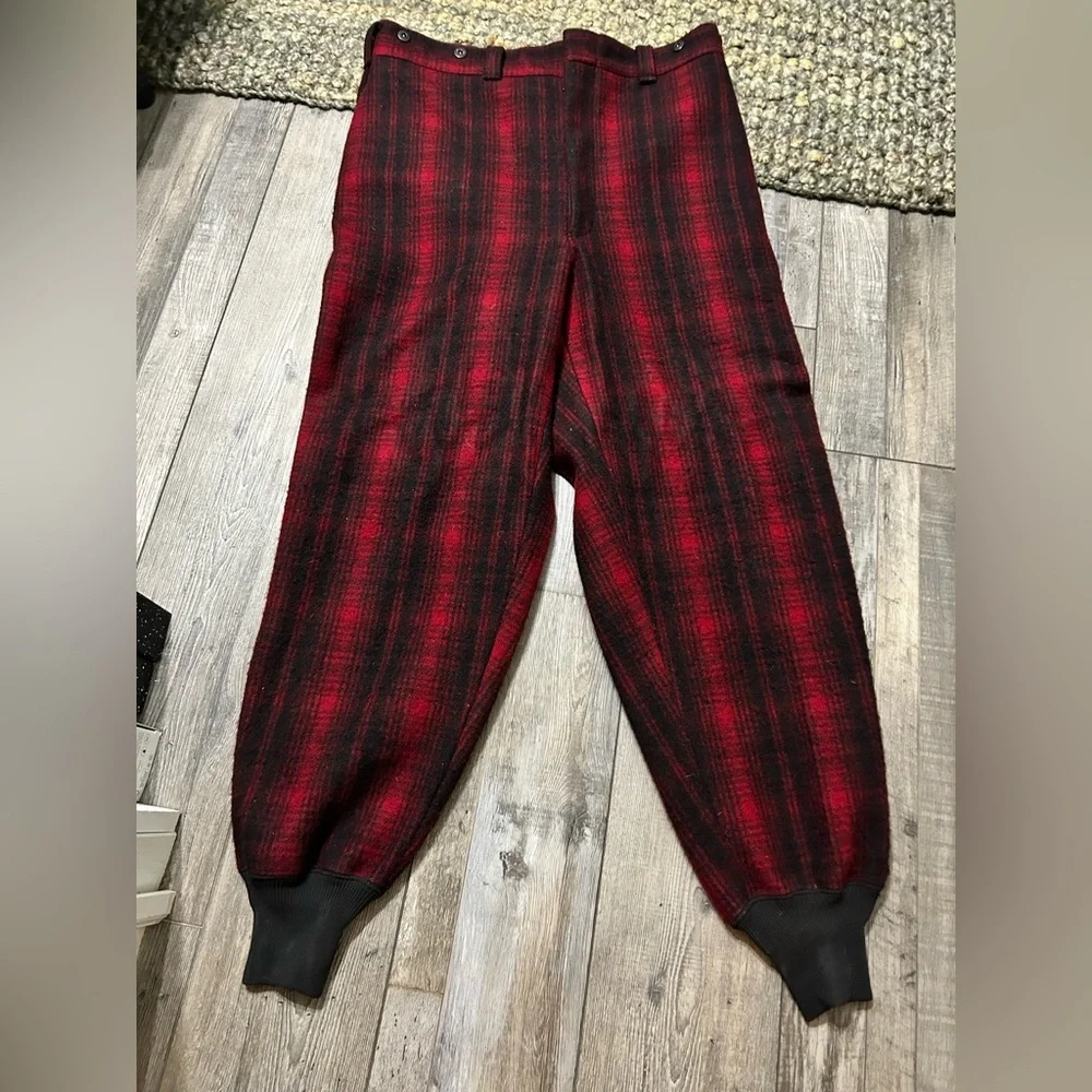 Vintage Woolrich Mackinaw Wool Jacket pants set Buffalo Plaid Hunting black red